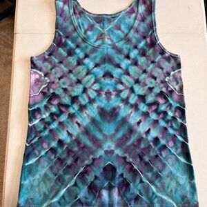 Tie-Dye Tank Top  XL - Turquoise Purple X  - New